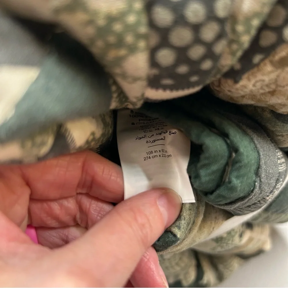 Pottery Barn Jaxson Quilt Patchwork Green Cream Reversible King / California NWT